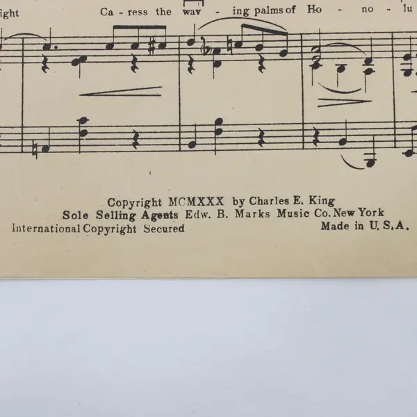 Vintage 1930 Song of the Islands Sheet Music Chas E King Ukulele Arrangement