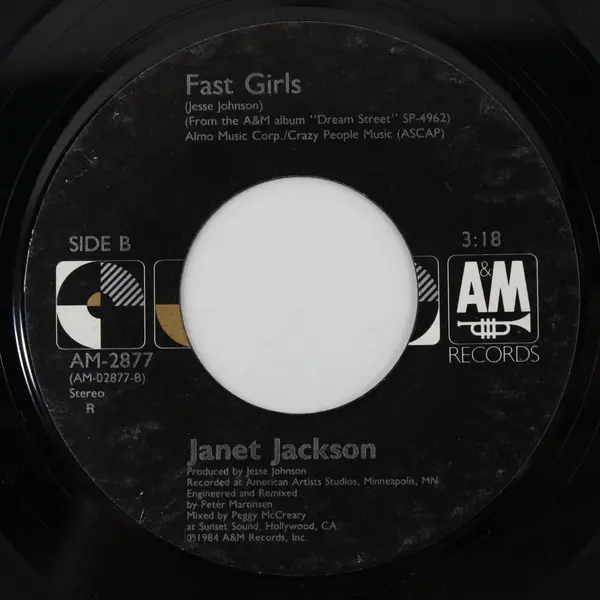 Janet Jackson Control/Fast Girls  7" Vinyl A&M Records