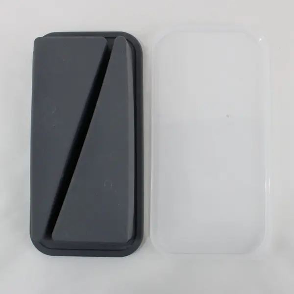 Gray Silicone 1-Cup Divided Freezing Tray With Clear Fitted Lid 11" Long