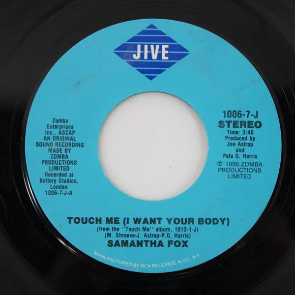 Samantha Fox Drop Me A Line / Touch Me 7" Vinyl Record Jive