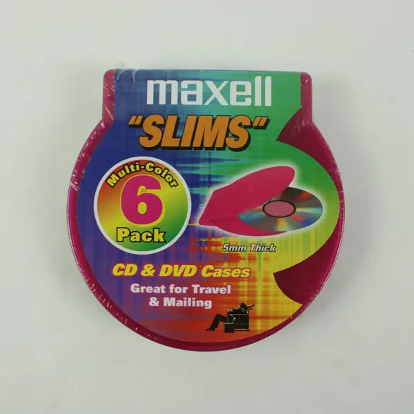Maxell Multi-Color Slim CD DVD Cases 6 Pack