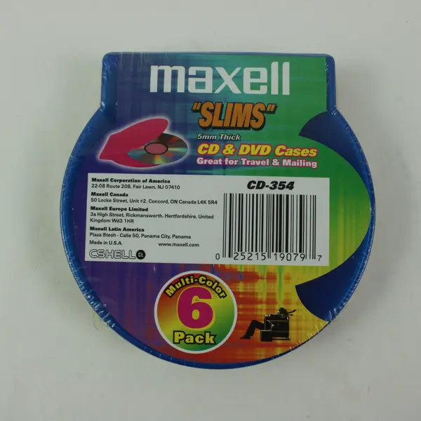 Maxell Multi-Color Slim CD DVD Cases 6 Pack