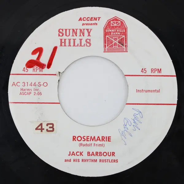 Jack Barbour & His Rhythm Rustlers Forget Me Not/ Rosemarie Accent