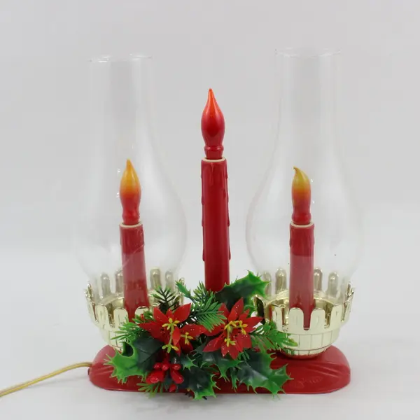 Vintage Timco Electric 3-Light Hurricane Candolier Christmas Lamp Working