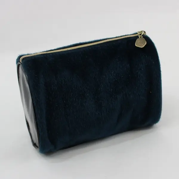 Lancôme Paris Blue Velvet Cosmetic Makeup Bag Zip Pouch Very Good