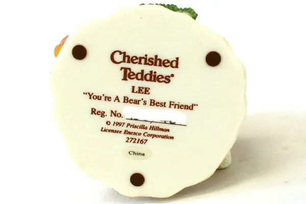 Enesco Cherished Teddies Lee Bear's Best Friend Puppy Figurine 1997 Box COA