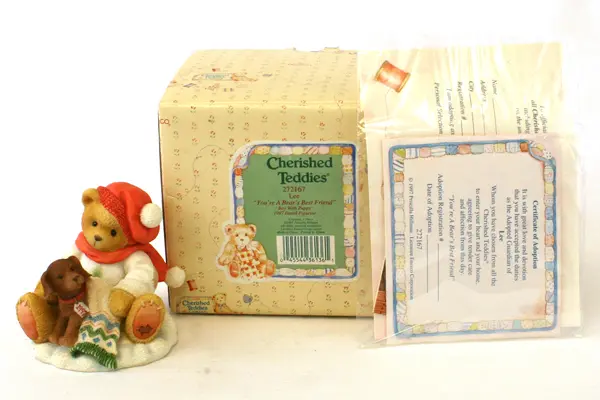 Enesco Cherished Teddies Lee Bear's Best Friend Puppy Figurine 1997 Box COA