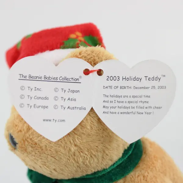 Ty Beanie Babies 2003 Holiday Teddy Bear 8" Beanbag Plush Toy