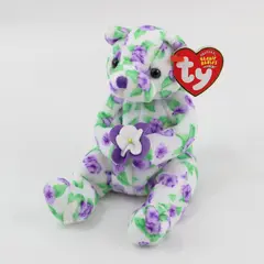 Ty Beanie Baby Corsage the Bear Purple Floral Plush 2003 Retired