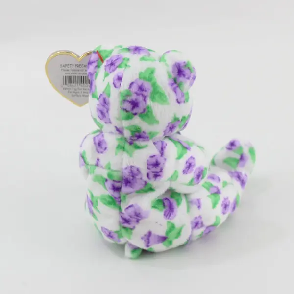 Ty Beanie Baby Corsage the Bear Purple Floral Plush 2003 Retired