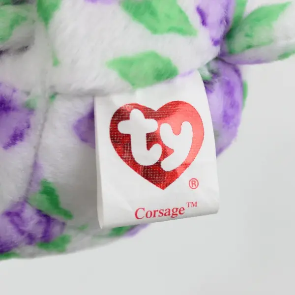 Ty Beanie Baby Corsage the Bear Purple Floral Plush 2003 Retired