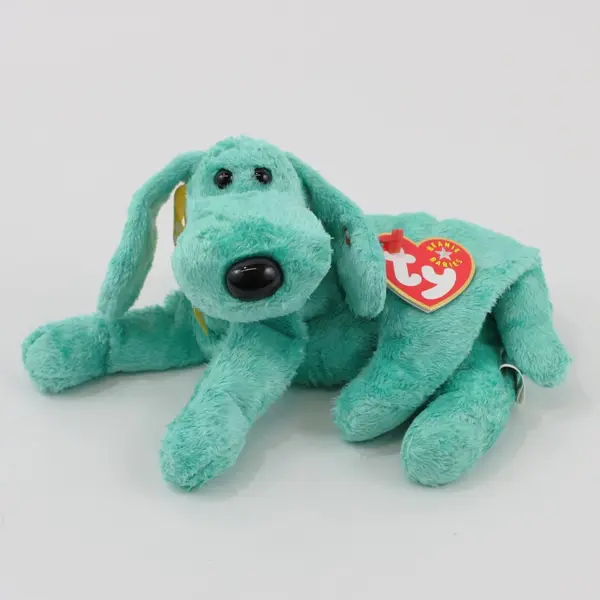 TY Beanie Babies Diddley 2001 Mint Green Dog Plush With Tag Retired
