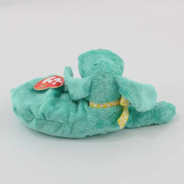 TY Beanie Babies Diddley 2001 Mint Green Dog Plush With Tag Retired