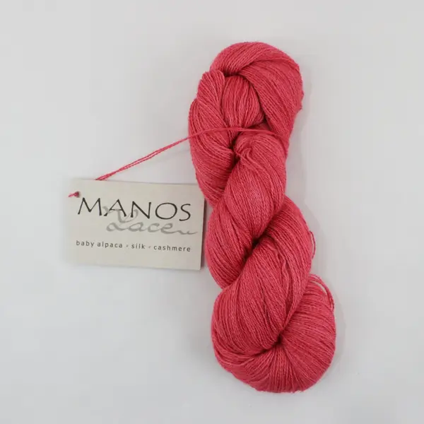 Skein of Manos del Uruguay Lace Yarn Pink, Baby Alpaca/Silk/Cashmere 439 yds. 