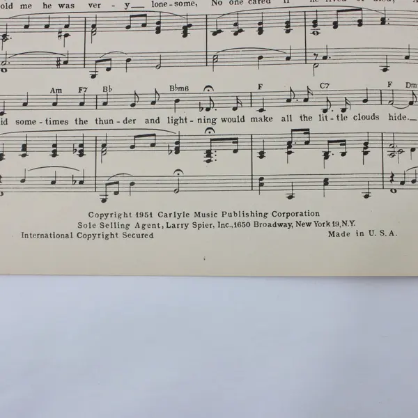 Vintage 1951 The Little White Cloud That Cried Sheet Music by Johnnie Ray 