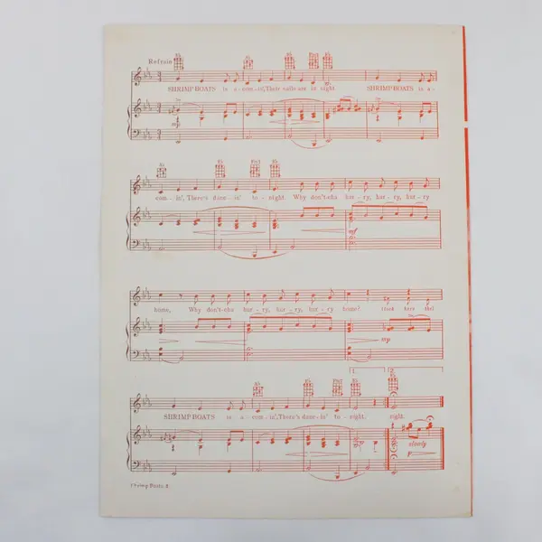 Vintage 1951 Shrimp Boats (A Comin'-There's Dancin' Tonight) Sheet Music 