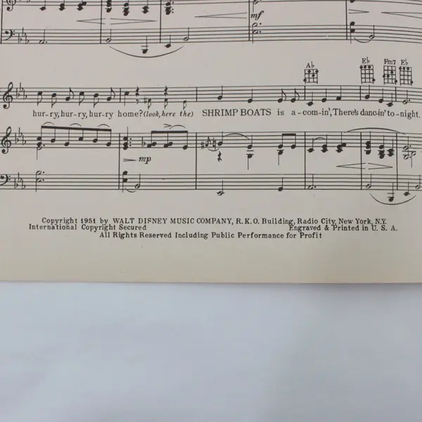 Vintage 1951 Shrimp Boats (A Comin'-There's Dancin' Tonight) Sheet Music 