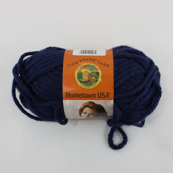Skein of Lion Brand Hometown USA Yarn San Diego Navy Bulky, New Lot #67343