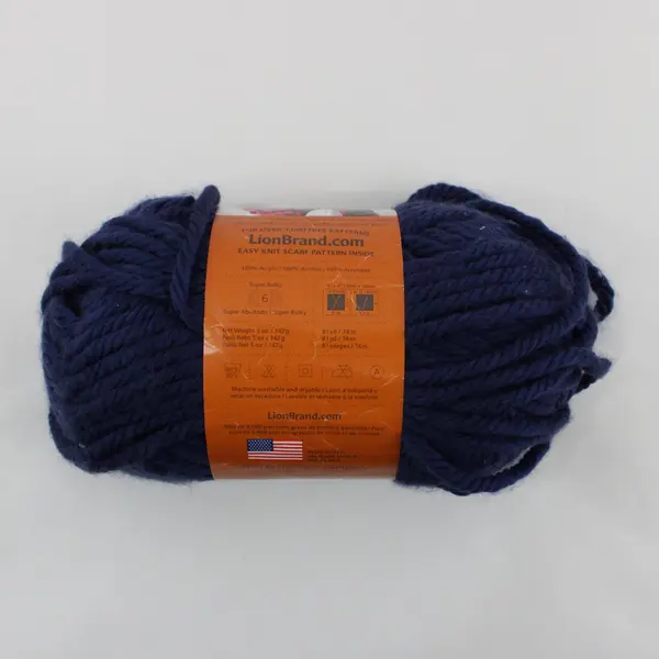 Skein of Lion Brand Hometown USA Yarn San Diego Navy Bulky, New Lot #67343