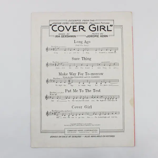 VTG 1944 Long Ago (And Far Away) Sheet Music From Jerome Kern Ira Gershwin Good