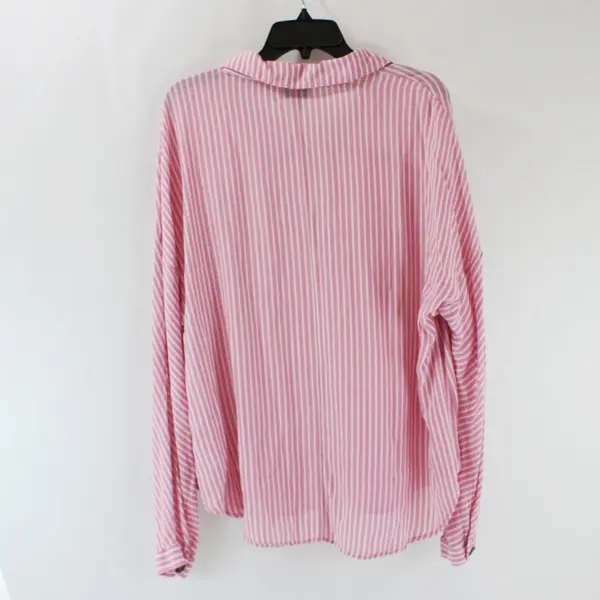 A New Approach Women's XL Pink White Striped Long Sleeve Blouse