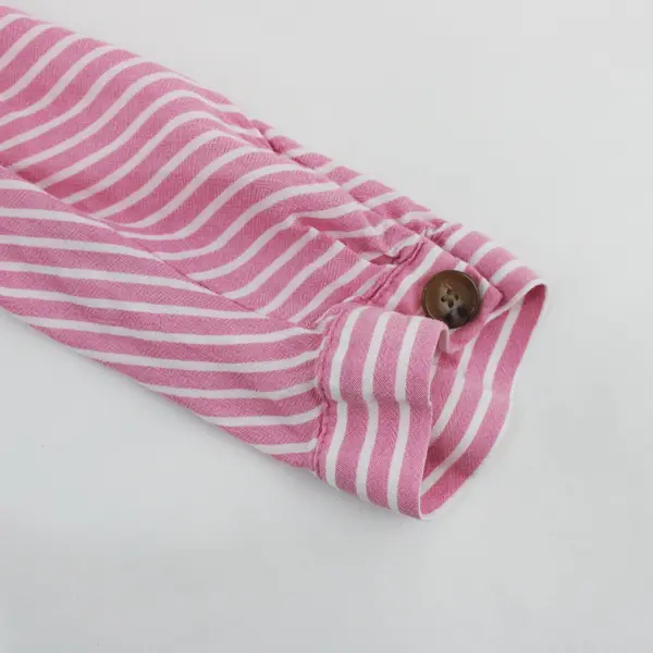 A New Approach Women's XL Pink White Striped Long Sleeve Blouse