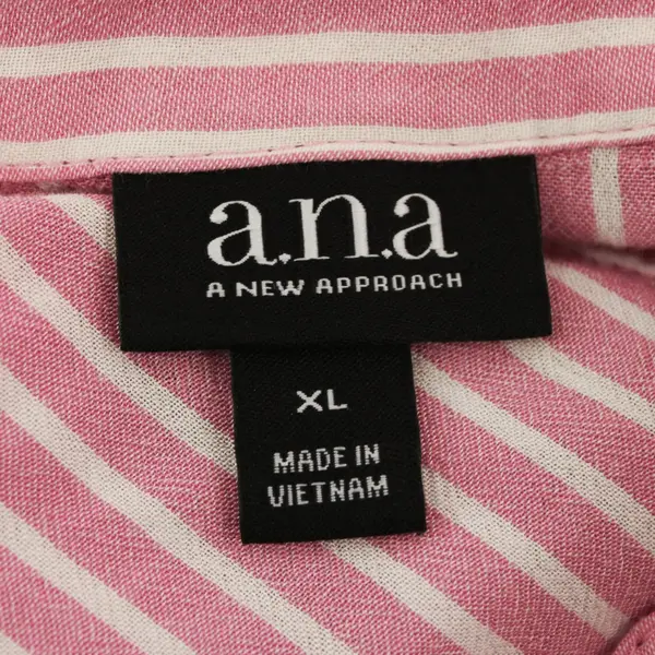 A New Approach Women's XL Pink White Striped Long Sleeve Blouse