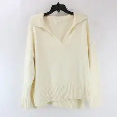 Maurices Women's XL Cream Collared V-Neck Knit Sweater