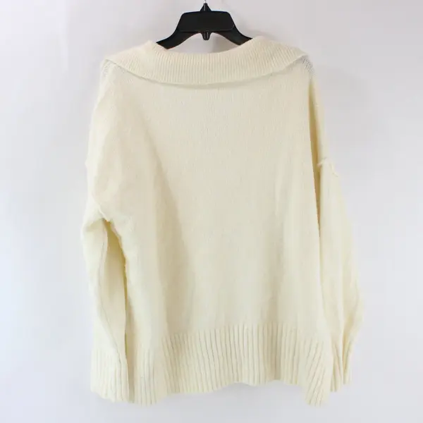 Maurices Women's XL Cream Collared V-Neck Knit Sweater