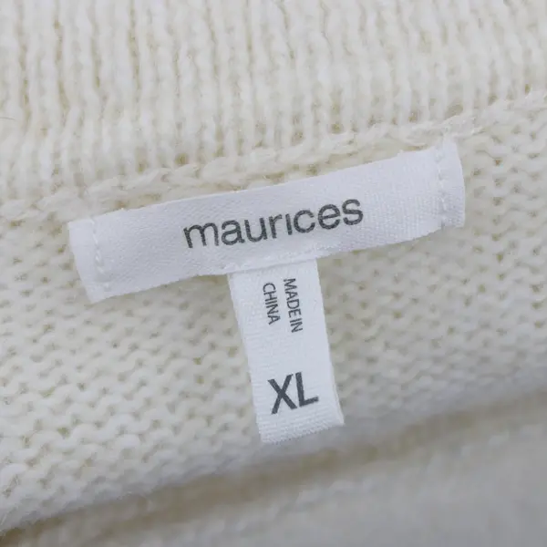 Maurices Women's XL Cream Collared V-Neck Knit Sweater