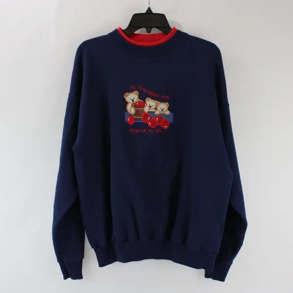 M&C Energy Sportswear Grandma Sweatshirt Women's Large Navy Red