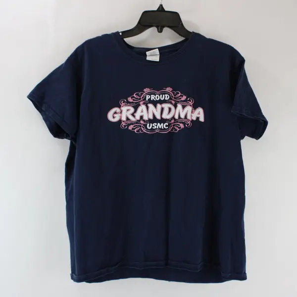 Gildan Proud Grandma USMC Women's XL Navy Blue T-Shirt