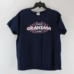 Gildan Proud Grandma USMC Women's XL Navy Blue T-Shirt