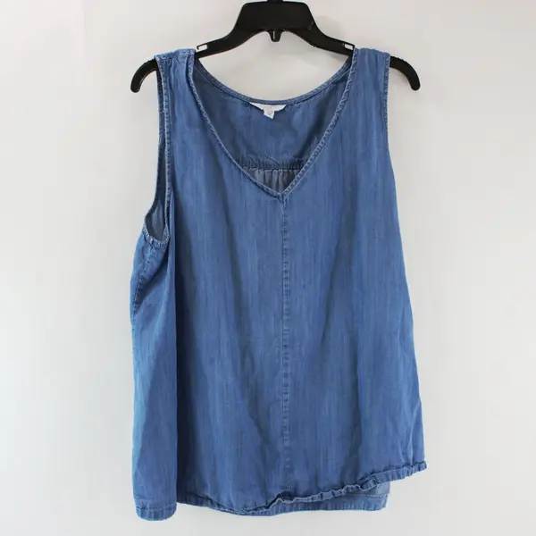 Time and Tru Women's Blue V-Neck Tank Top Size XL 16-18