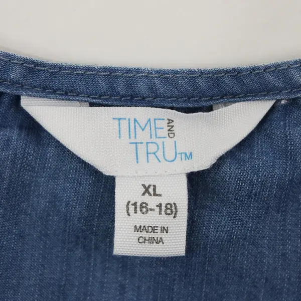 Time and Tru Women's Blue V-Neck Tank Top Size XL 16-18