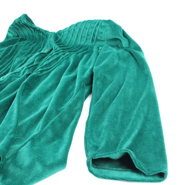 Woman Within Green Velour Button-Up Top Women's Medium 14/16 Long Sleeve