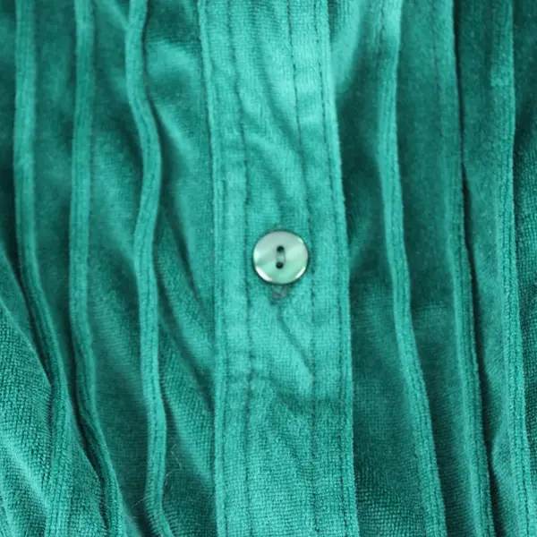 Woman Within Green Velour Button-Up Top Women's Medium 14/16 Long Sleeve