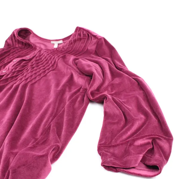 Woman Within Women's L 18/20 Purple Velour Button-Up Top Long Sleeve