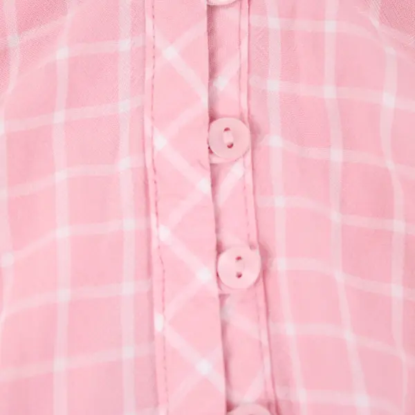 St. John's Bay Women's XL Pink White Grid Print 3/4 Sleeve Blouse