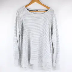 Danskin Women's XL Gray Striped Long Sleeve Activewear Shirt Thumb Holes