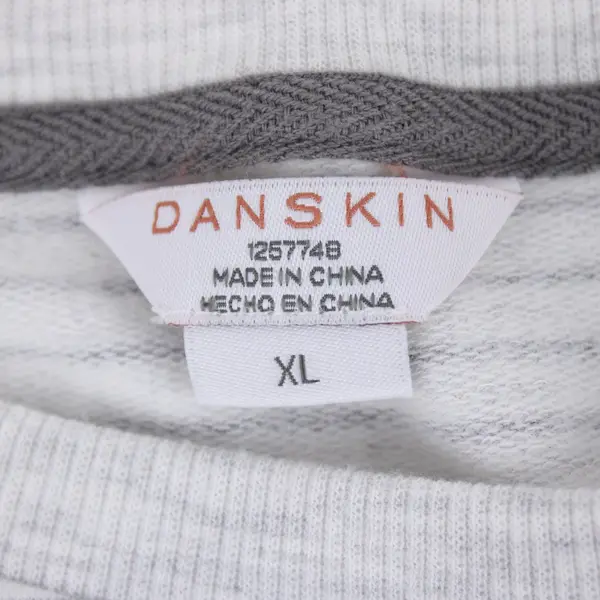 Danskin Women's XL Gray Striped Long Sleeve Activewear Shirt Thumb Holes