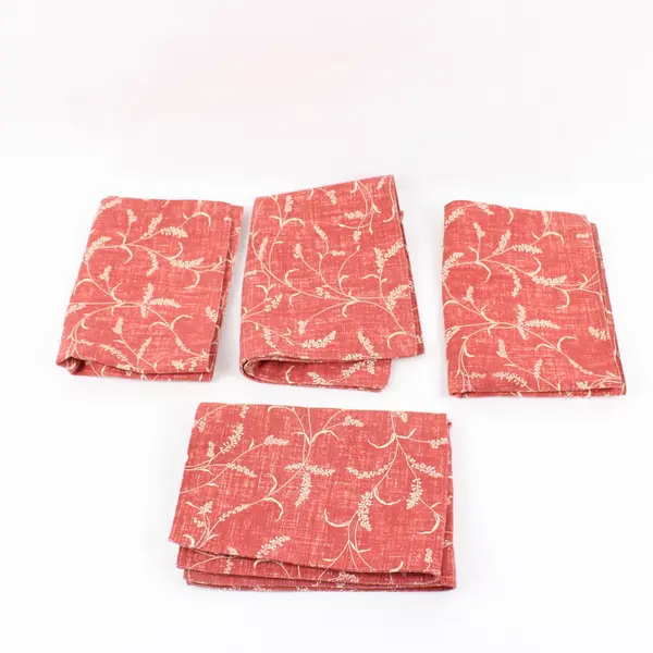 Set of 4 Floral Rusty Orange Rectangular Placemats 18x13 in