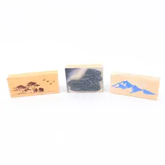Lot of 3 Wood Mounted Rubber Stamps Mountain Landscape Nature