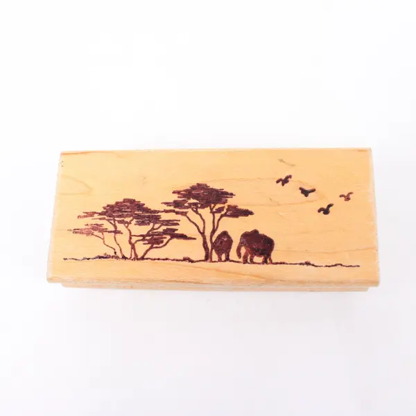 Lot of 3 Wood Mounted Rubber Stamps Mountain Landscape Nature