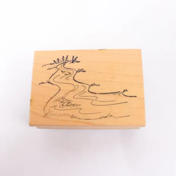 Lot of 3 Wood Mounted Rubber Stamps Mountain Landscape Nature