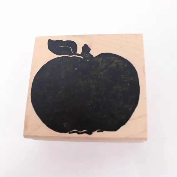 Lot of 2 Wood Mounted Rubber Stamps Apple Fruit & Pear Varieties Text