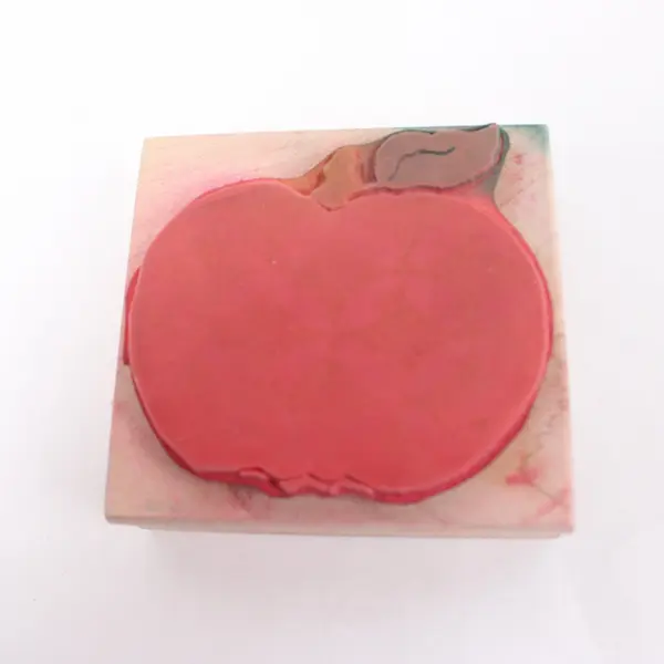 Lot of 2 Wood Mounted Rubber Stamps Apple Fruit & Pear Varieties Text