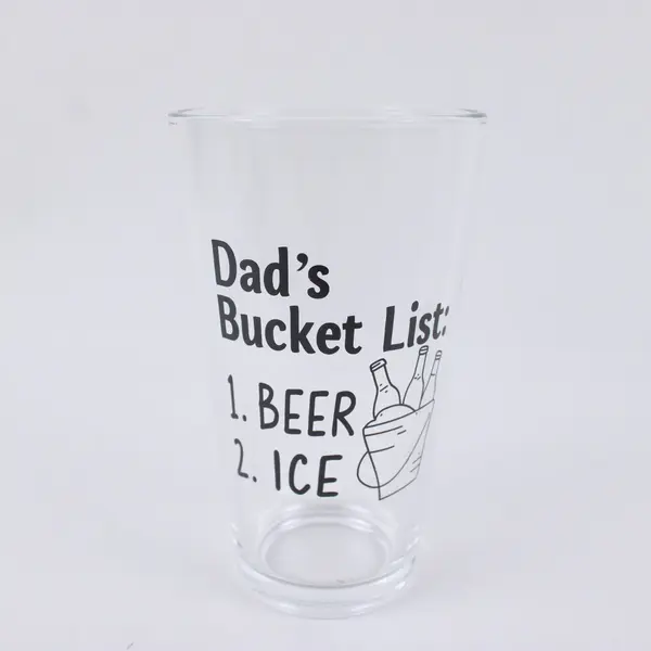 Dad's Bucket List 16 oz Pint Glass Father's Day Beer Ice Gift