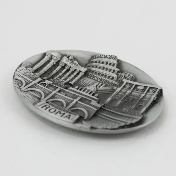 Roma Antica Pewter Rome Italy Souvenir Magnet Colosseum Pantheon