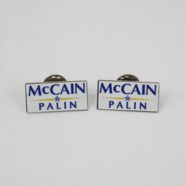 Lot of 2 McCain-Palin Campaign Rectangular Pinback Buttons